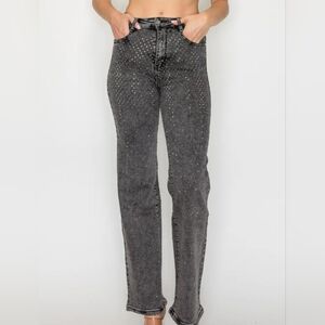 Nina Rossi Gray Studded Wide Leg Jeans | Size Small - NWT